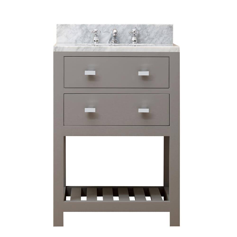 Cashmere Grey Undermount Single Sink Bathroom Vanity with Carrara White Natural Marble Top F9521