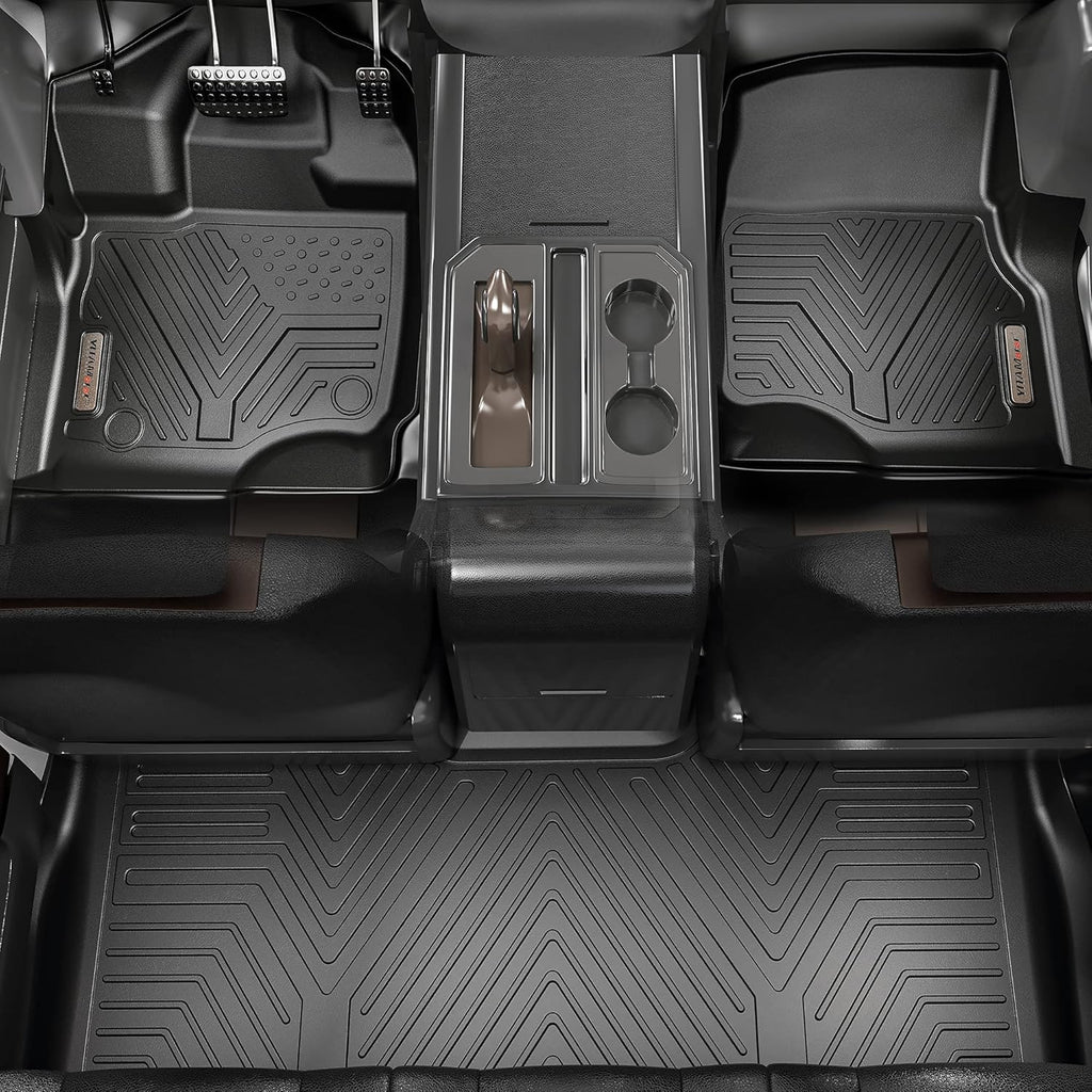 Black Custom Fit Car Floor Mats 3 Rows with Cargo Trunk Liner D75356