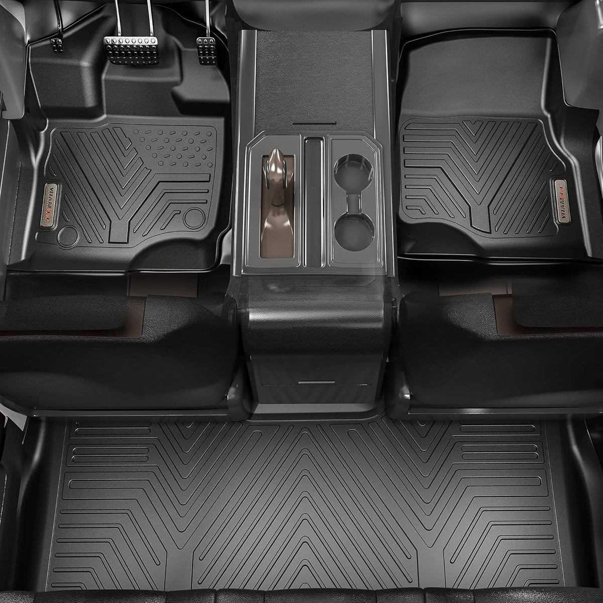 Black Custom Fit Car Floor Mats 3 Rows with Cargo Trunk Liner D75356