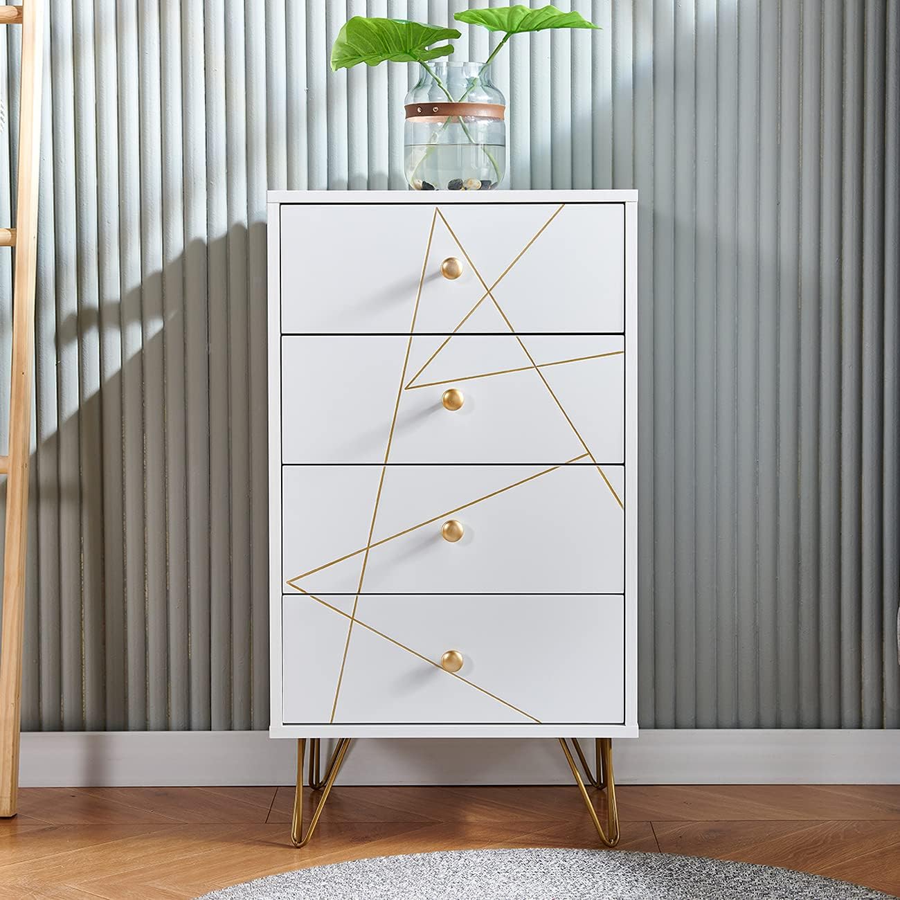 White Wood 4 Drawer Chest of Drawer C4355