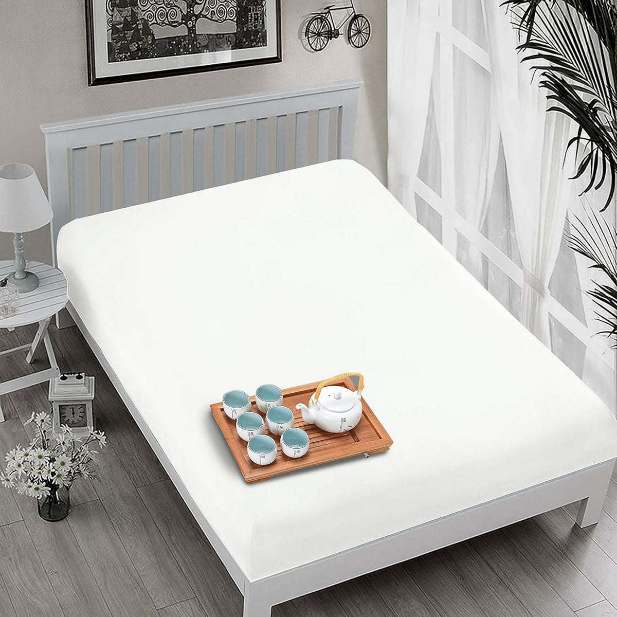 100% Cotton Full Percale Fitted Sheet Baby Blue 1 Piece Fits Upto 15 Deep Mattress Pockets S6380