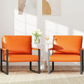 Set of 2 Orange PU Leather Armchairs with Steel Frame M40223