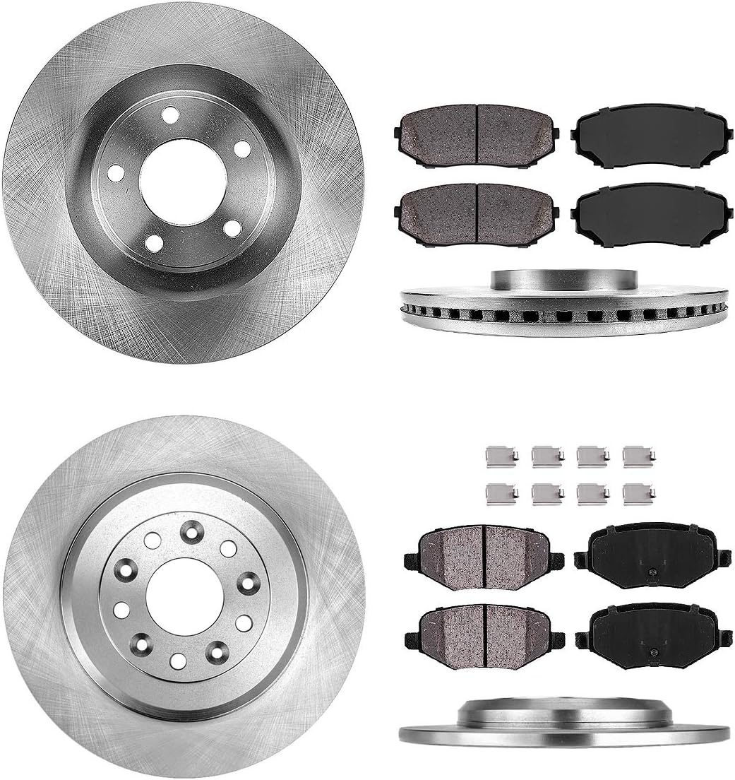Premium 5 Lug Brake Rotors + Ceramic Pads + Clips B315498