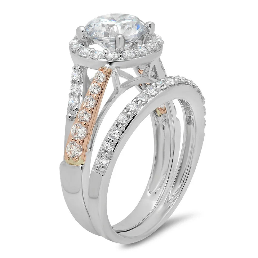 18K White Rose Gold Halo Engagement Ring with Diamond H330288