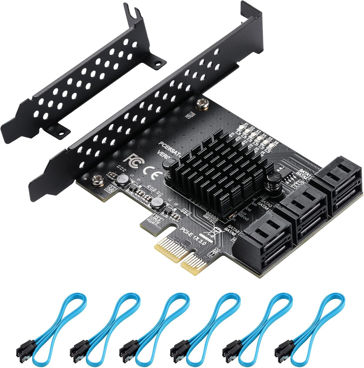 PCIe SATA Card 4 Ports, SATA III 6 Gbps Controller Expansion Card, Non-Raid, with Low Profile Bracket A82600