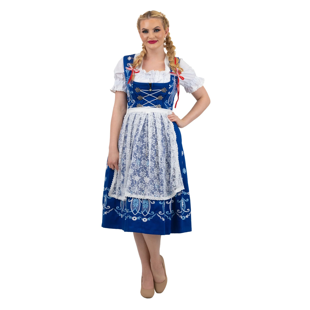Blue Cotton 3 Piece Dirndl Dress L809