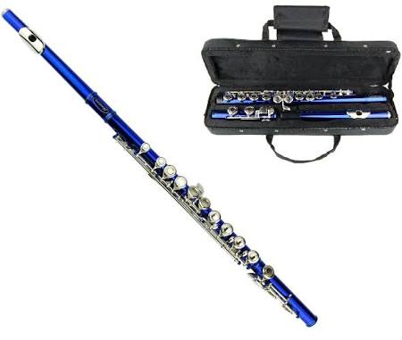 Silver Flute with Carrying Case, Tuner, Music Stand W332