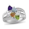 Heart-Shaped Birthstone and Lab-Created White Sapphire Triple Row Bypass Ring V484845