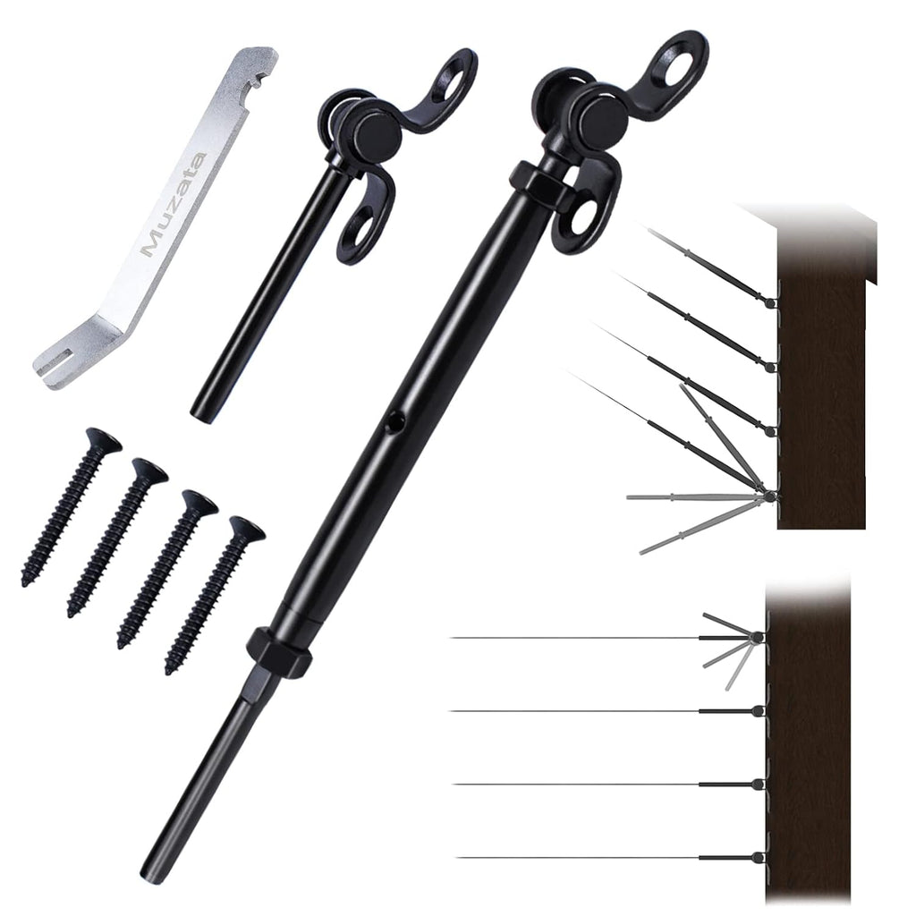 Black Cable Railing Kit 10 Set T316 Stainless Steel Hardware R1649