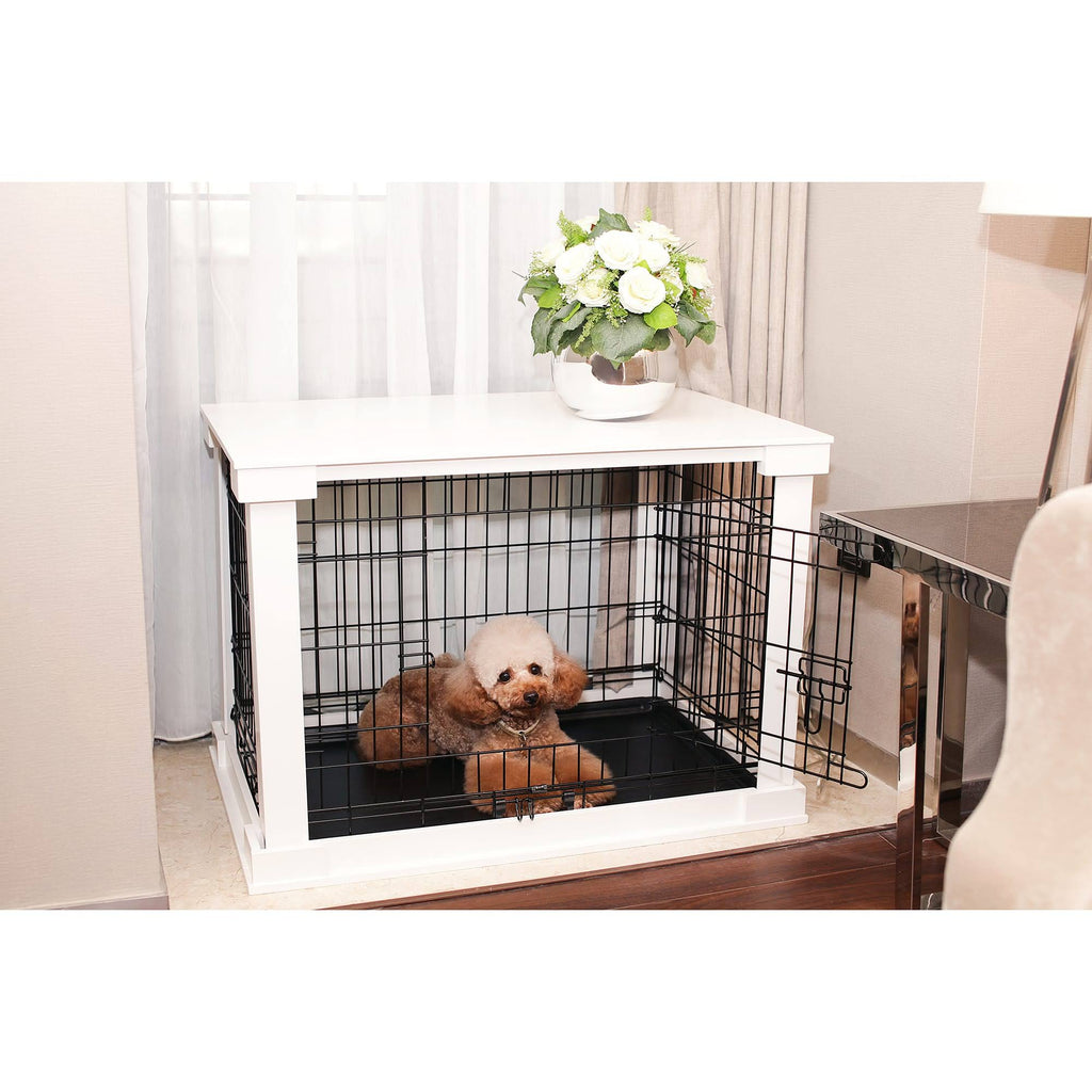 Medium White Cage with Crate Cover B5864