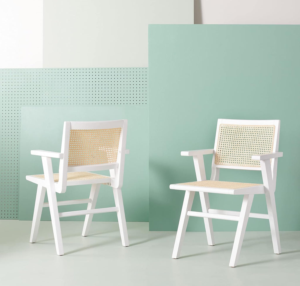 White/Natural French Cane Arm Chair (Set of 2) I6700