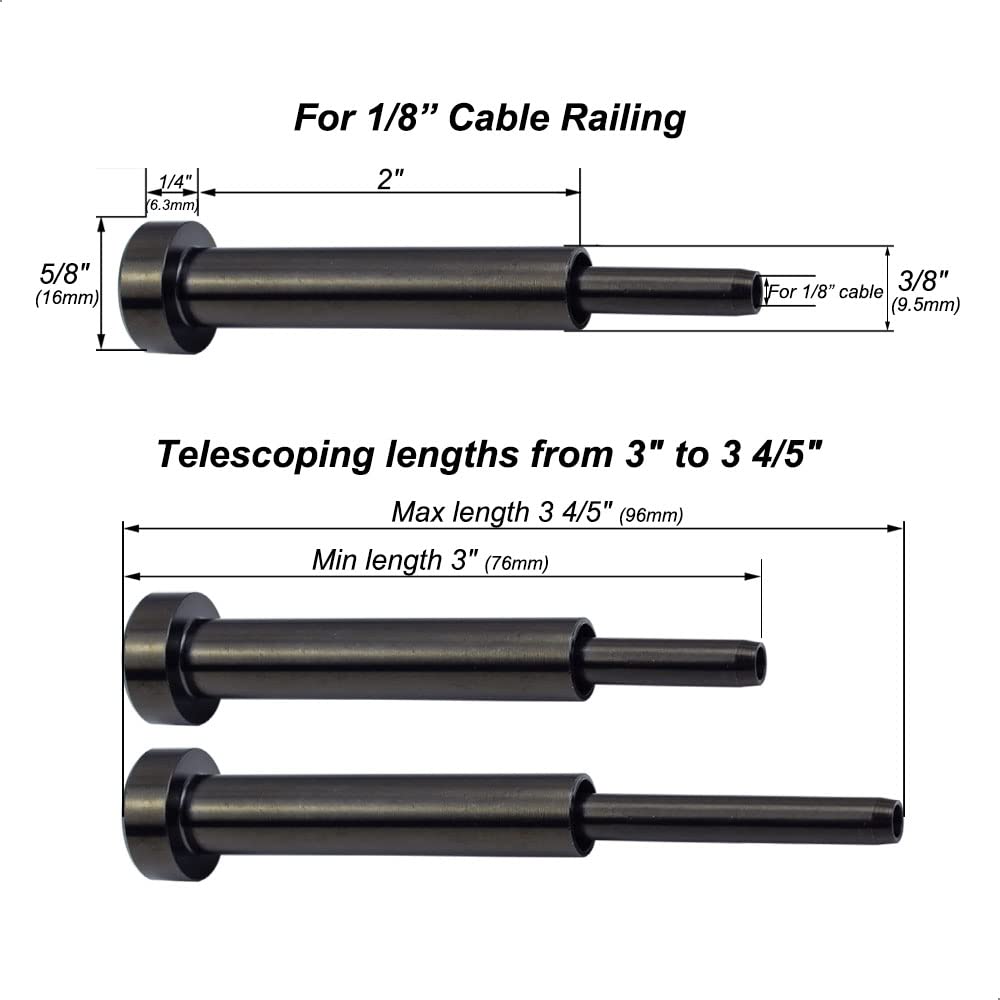 Black Steel Cable Railing Hardware Kit, Swage Tensioner 20 Pcs E512