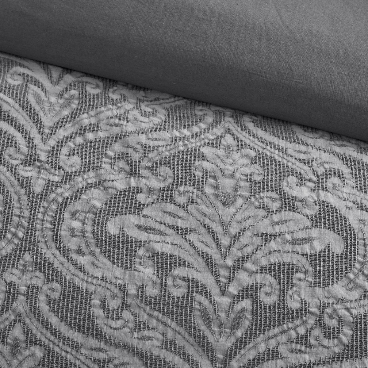 3 Piece King/Cal King Grey Cotton Duvet Cover Set X4843