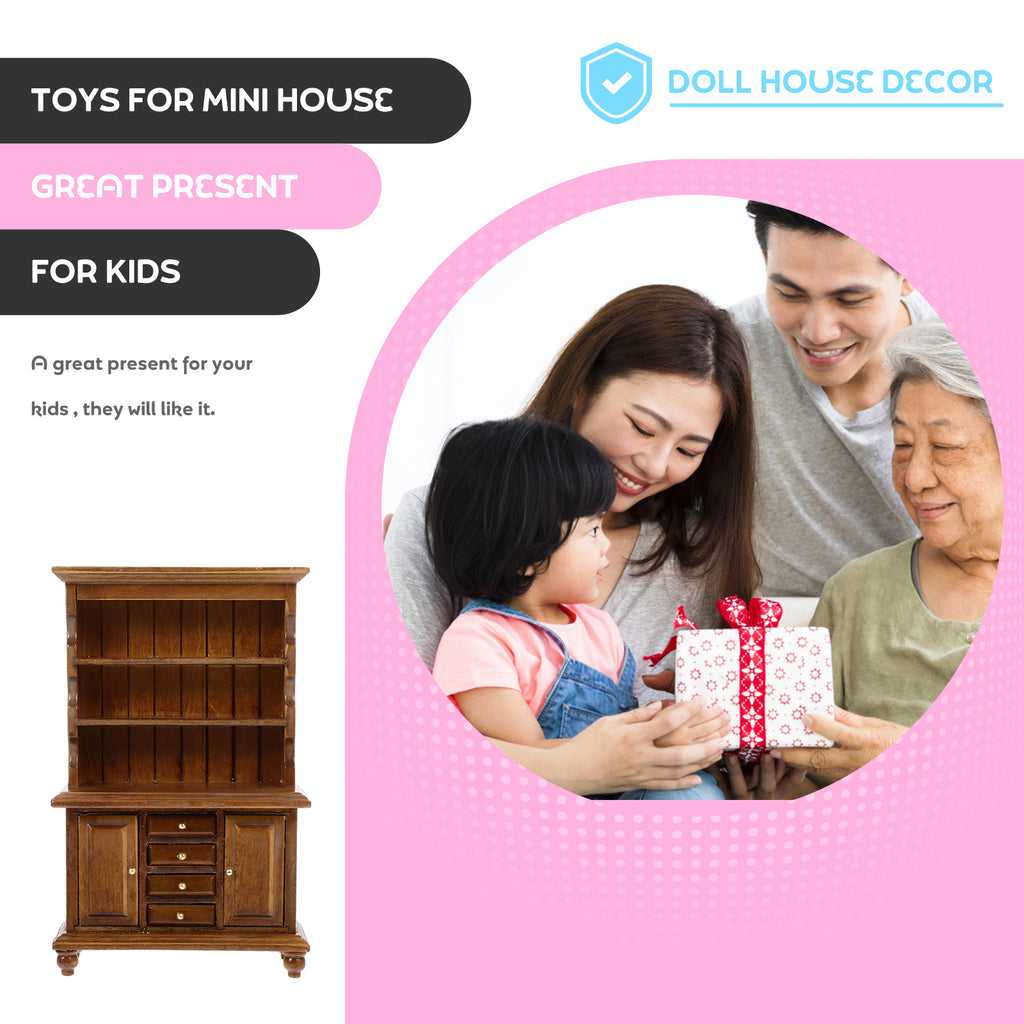 Walnut Color Wooden Doll House Bookcase T1787