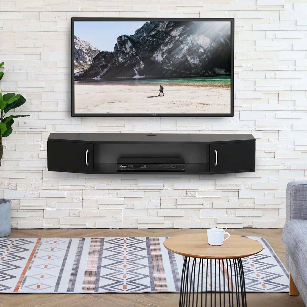 Wall Mounted TV Media Console Storage Hutch - 43.3 - Black O911