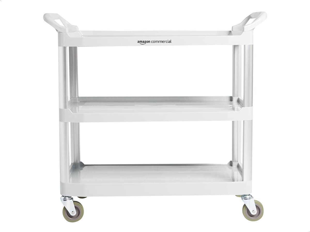 3 Shelves Utility Cart with 400 lbs Loading Capacity, Grey Q35409