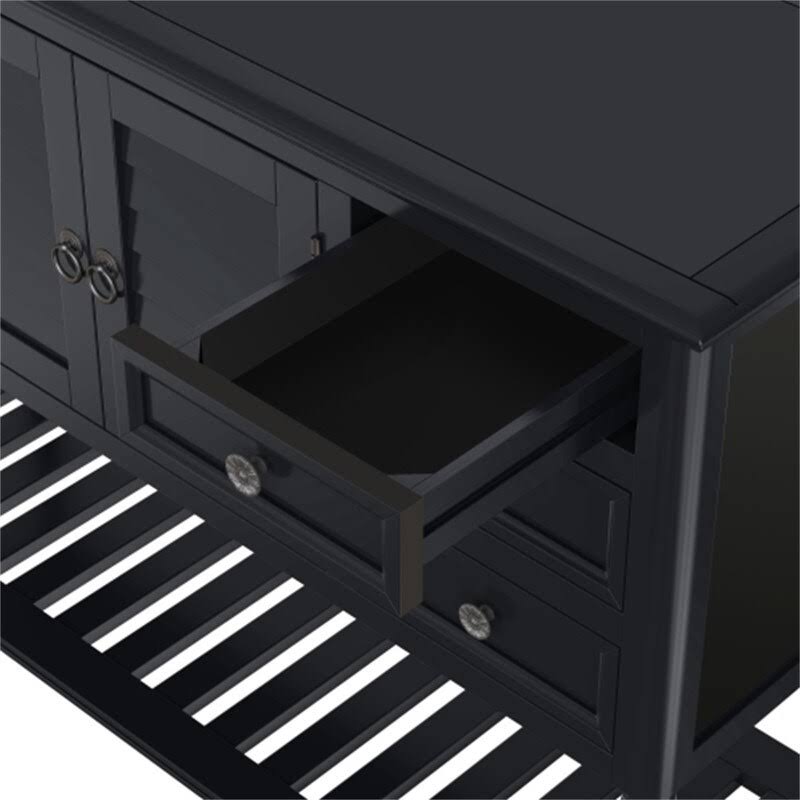 Blue 6 Drawer Console Table with Cabinet and Shelf S809