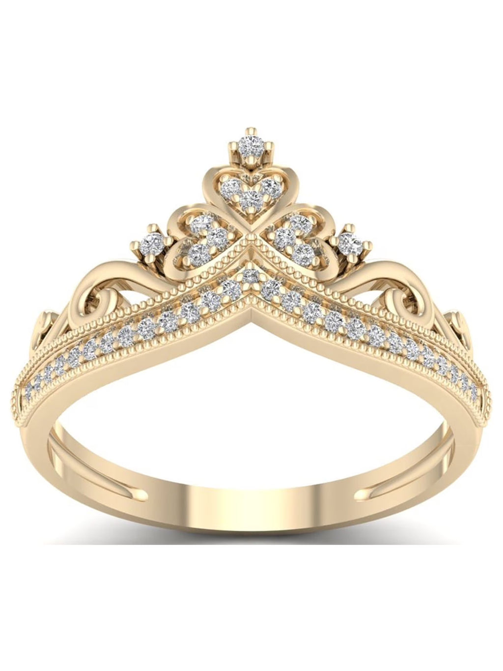 10K Yellow Gold Diamond Crown Ring H5818
