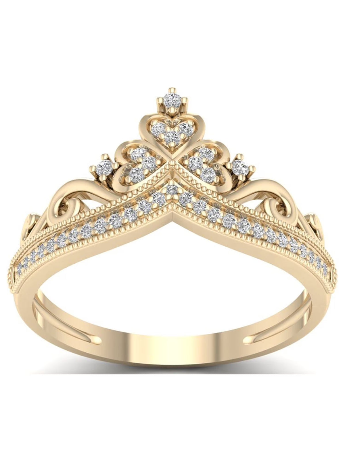 10K Yellow Gold Diamond Crown Ring H5818