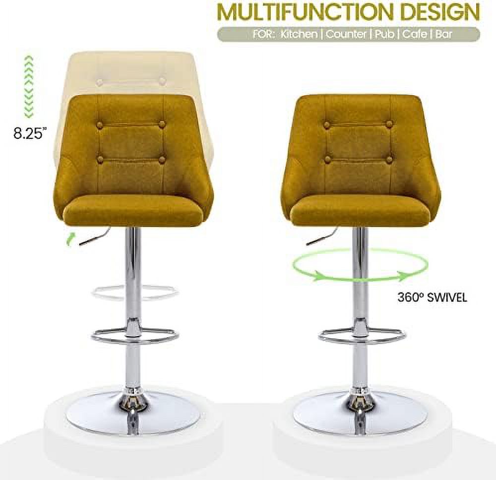 Adjustable Fabric Tufted Swivel Barstool with Back O45129