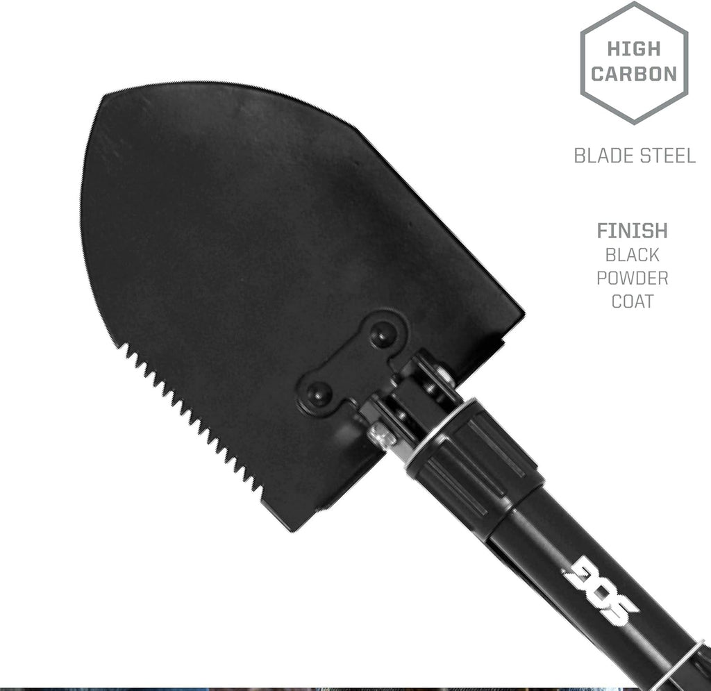 Black Folding Survival Shovel with Wood Saw Edge and Carry Case, Pack of 2 H2355