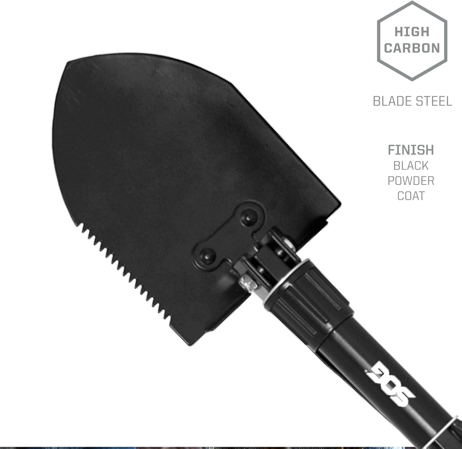 Black Folding Survival Shovel with Wood Saw Edge and Carry Case, Pack of 2 H2355
