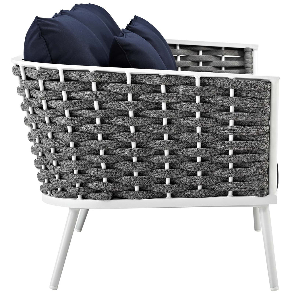 White Navy 2 Piece Aluminum Outdoor Sectional Sofa Set R87258