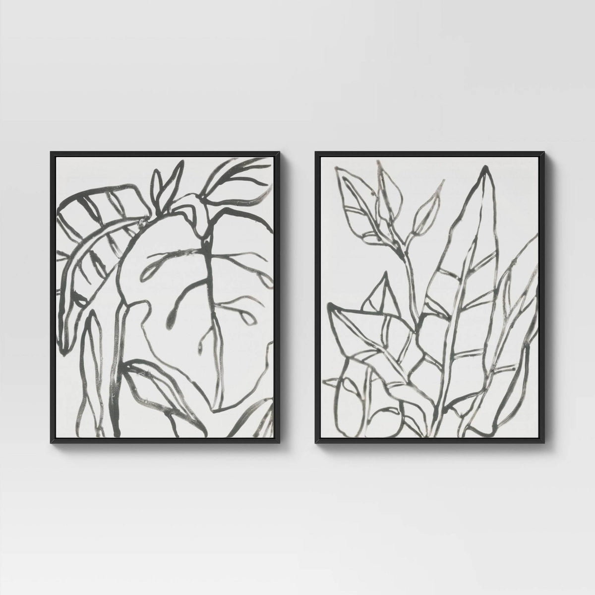 Botanical Sketch Framed Wall Canvas White/Black I586971