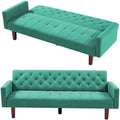 Beige Linen Upholstered Convertible Futon Sofa Bed 74" Tufted 3 Seater X823257