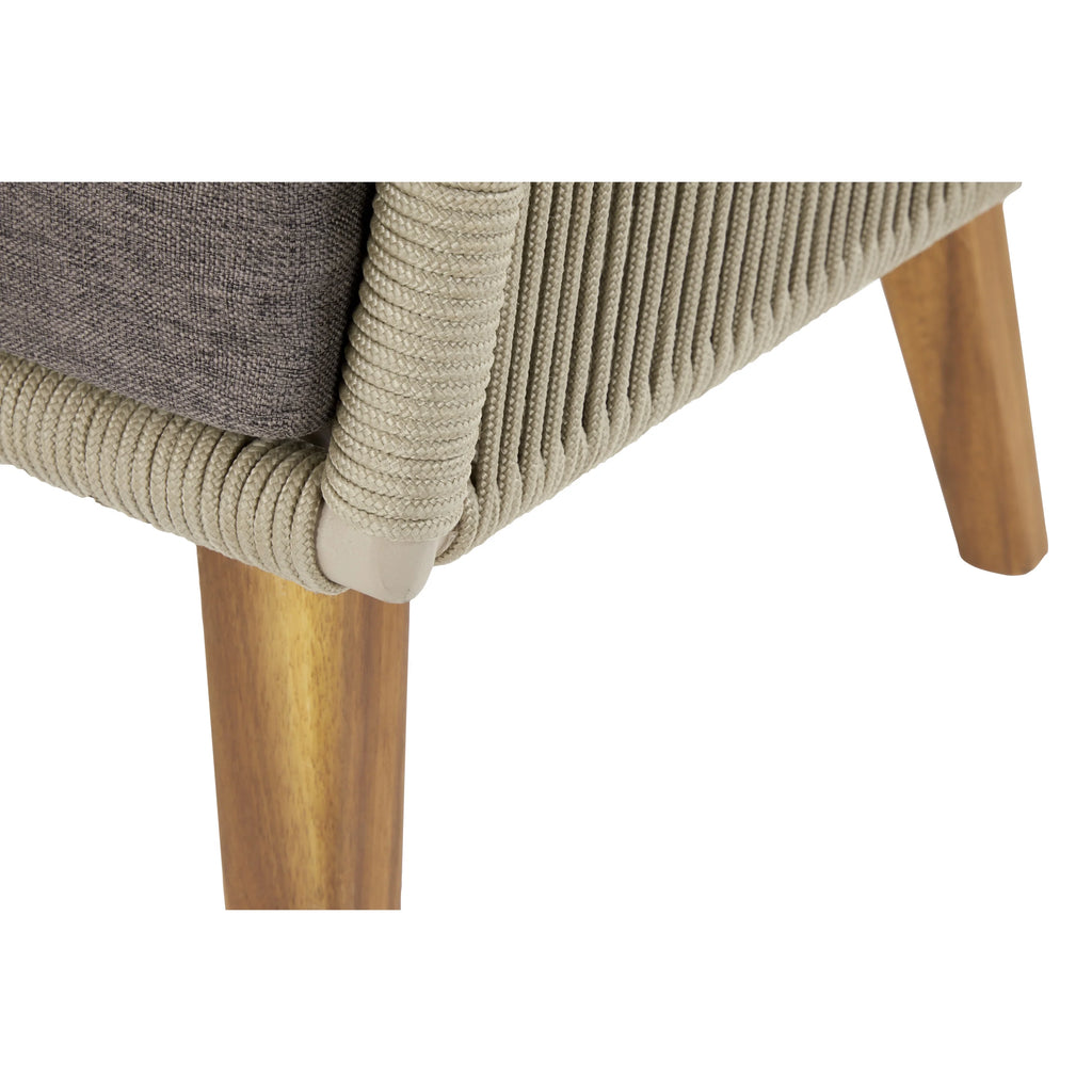 Gray Woven Rope Wood Outdoor Sofa with Polyester Cushions B466