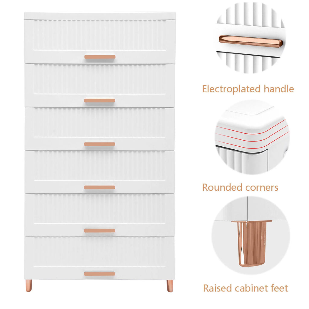 White 6-Drawer Plastic Chest Dresser D88802