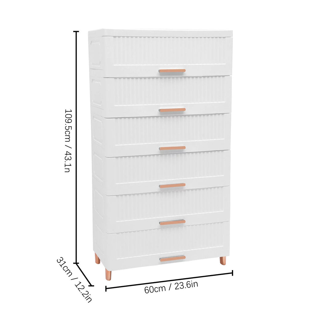 White 6-Drawer Plastic Chest Dresser D88802