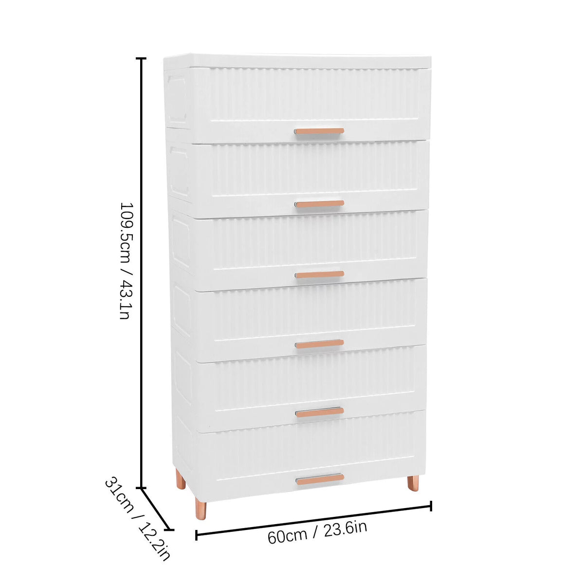 White 6-Drawer Plastic Chest Dresser D88802