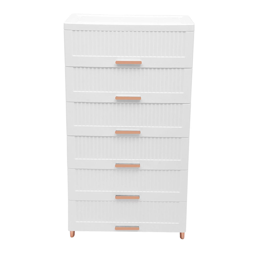 White 6-Drawer Plastic Chest Dresser D88802
