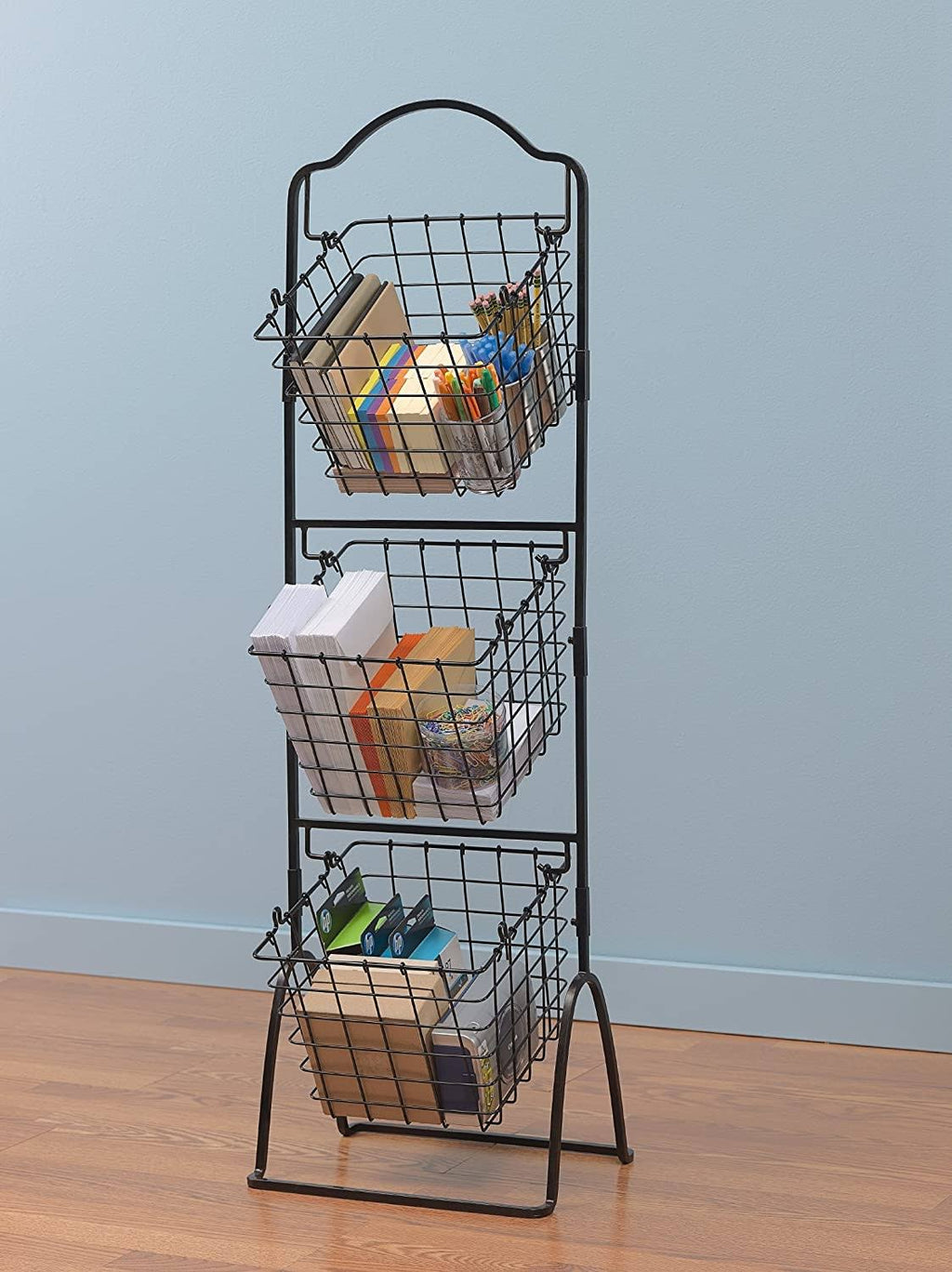3-Tier Metal Market Basket Antique Black D6007