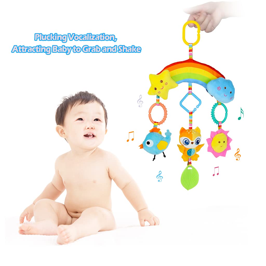 Rainbow Hanging Plush Crib Toys with Teether O137
