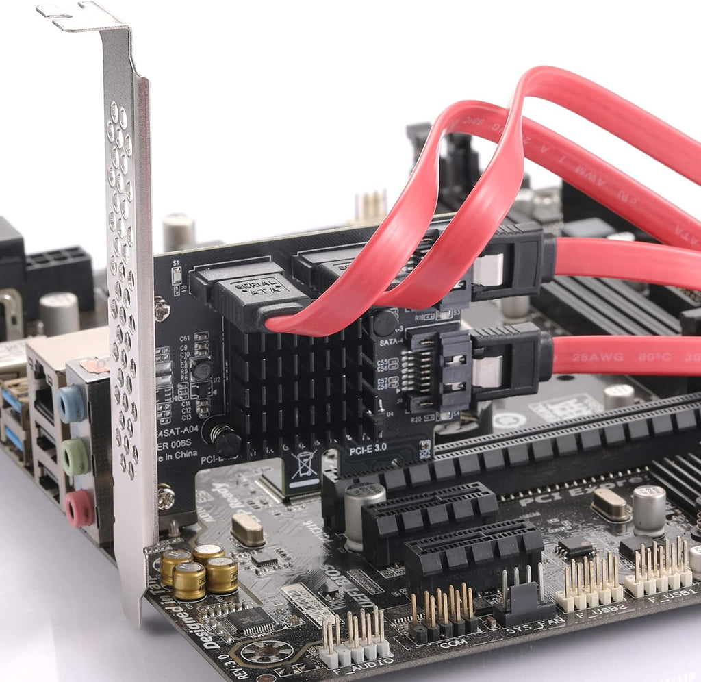 PCIe SATA Card 4 Ports, SATA III 6 Gbps Controller Expansion Card, Non-Raid, with Low Profile Bracket A82600