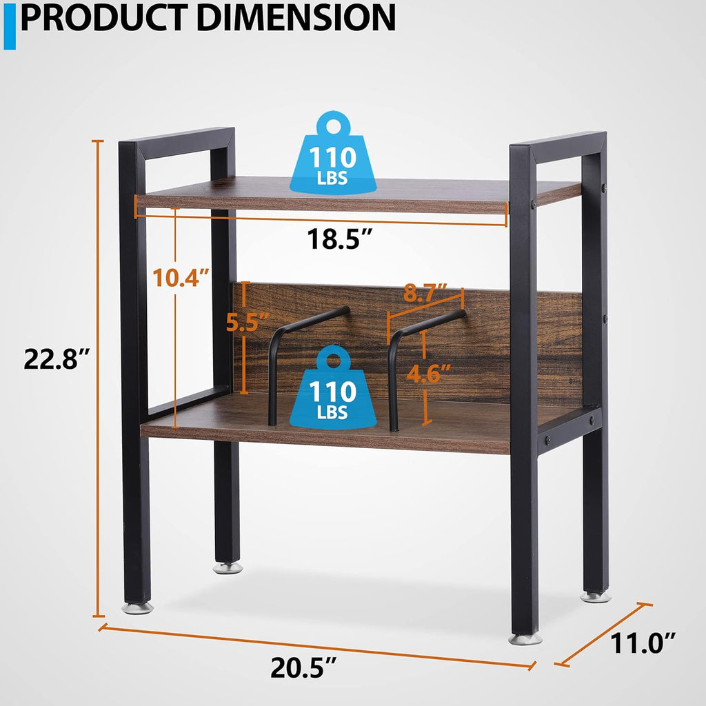 2-Tier Small Bookshelf with Metal Frame N740609