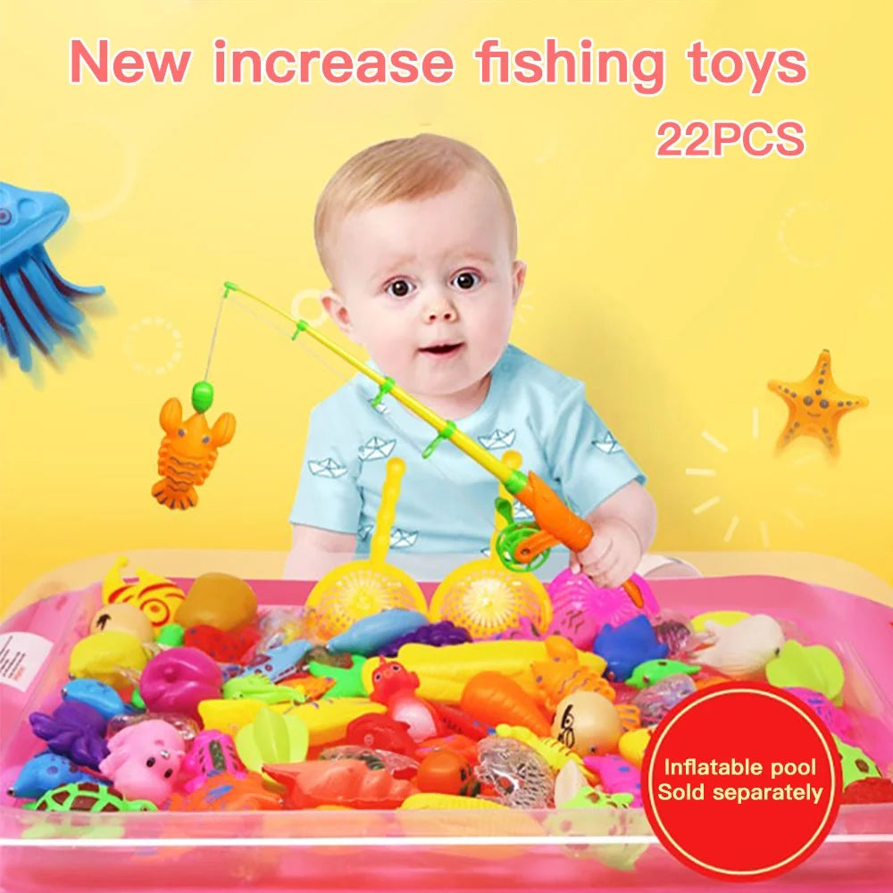 22 Pcs Magnetic Fishing Toys with Telescopic Fishing Rod Net V17266