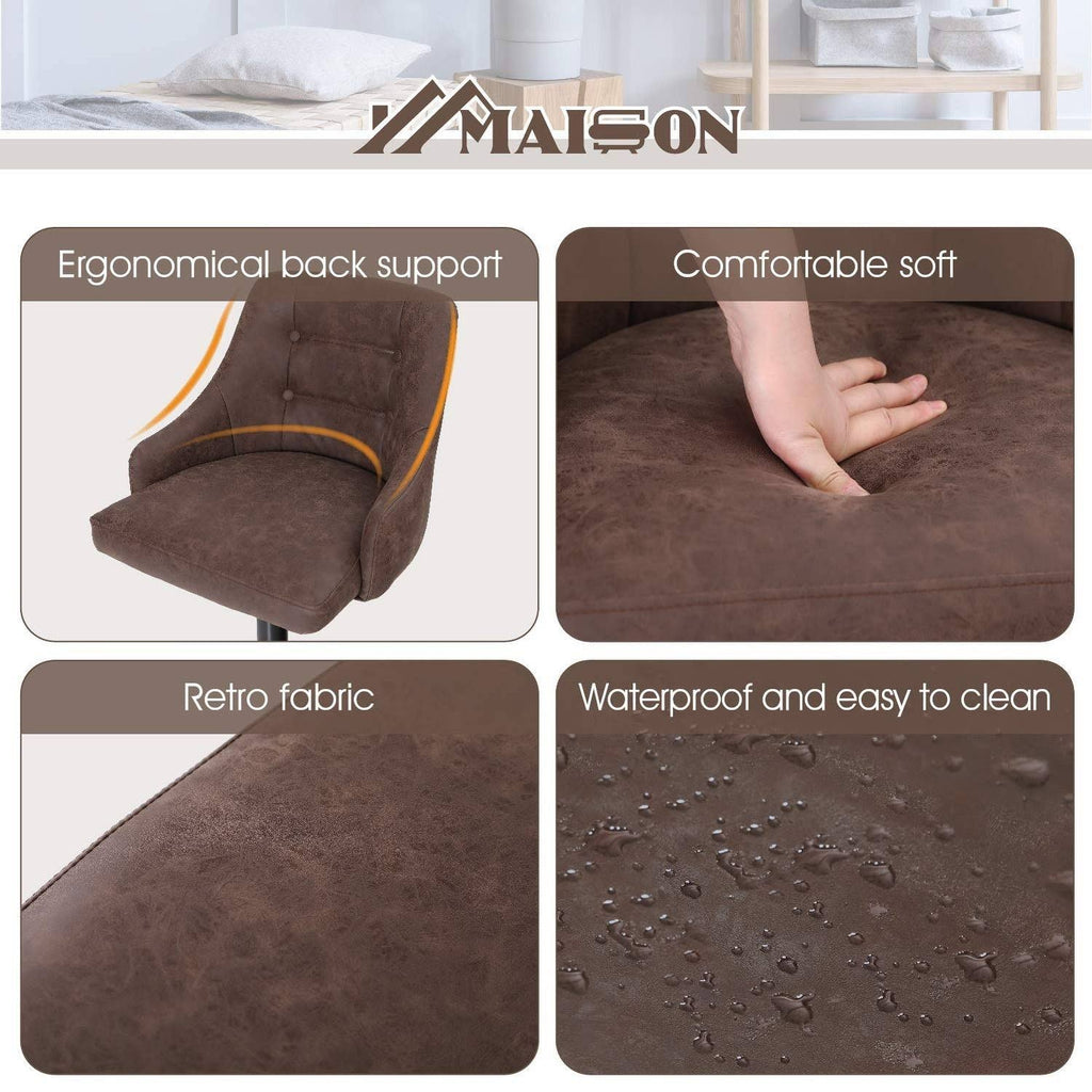 Brown Faux Leather Swivel Bar Stool Y5085