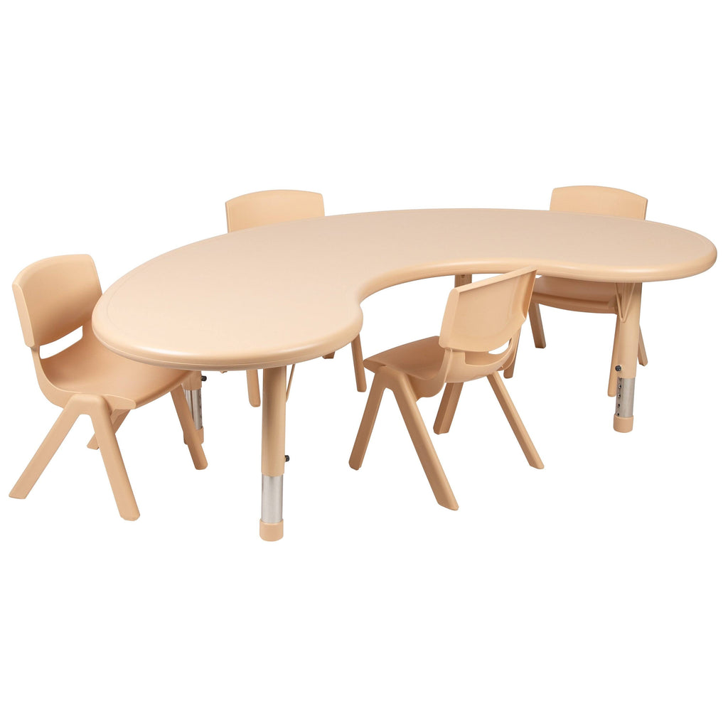 Half-Moon Plastic Adjustable Activity Table Set - 4 Chairs Green P80879