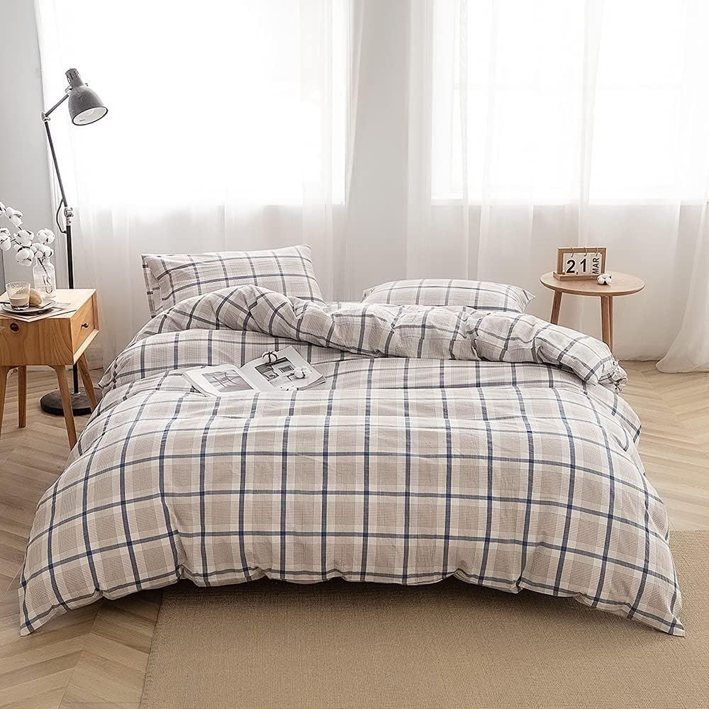 3-Piece Queen Washed Cotton Duvet Cover Set W566