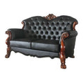 Black & Brown Faux Leather Love Seat with Toss Pillows G319