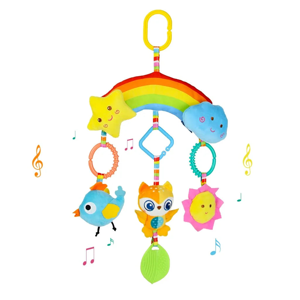 Rainbow Hanging Plush Crib Toys with Teether O137