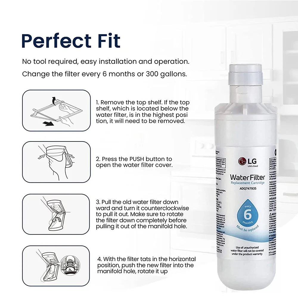 4 Pack Refrigerator Water Filter Replacement A214538