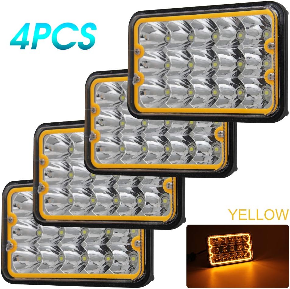 4x6 inch LED Headlights Blue Halo Dot Rectangular Replacement X84309