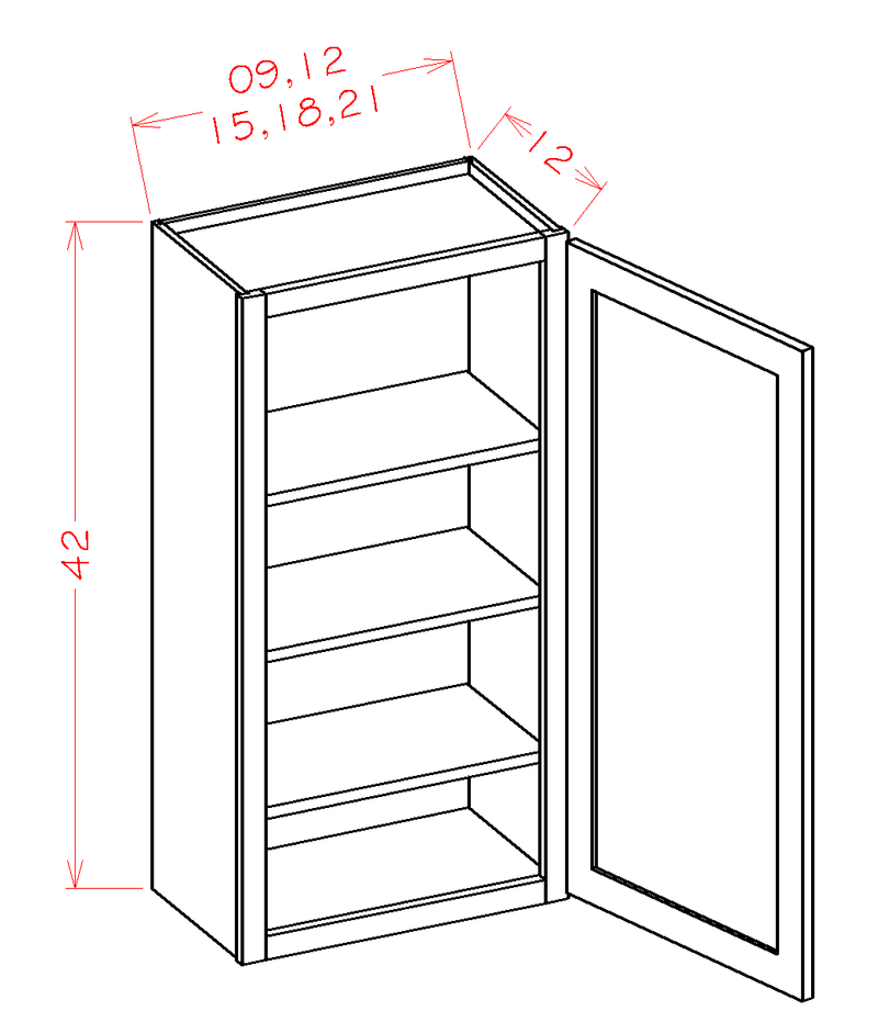 1 Door 3 Shelves Wall Cabinet High-Density Fiberboard L88114