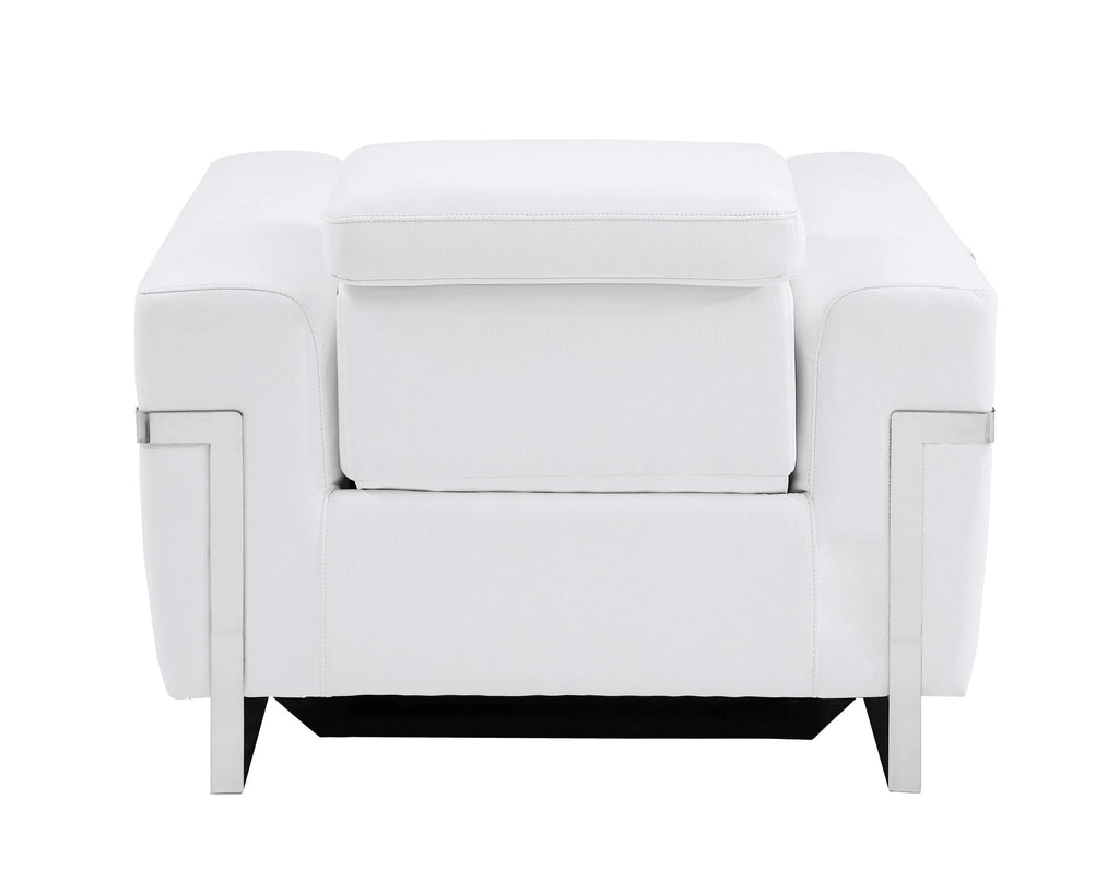 White Top Grain Italian Leather Power Recliner Chair V492