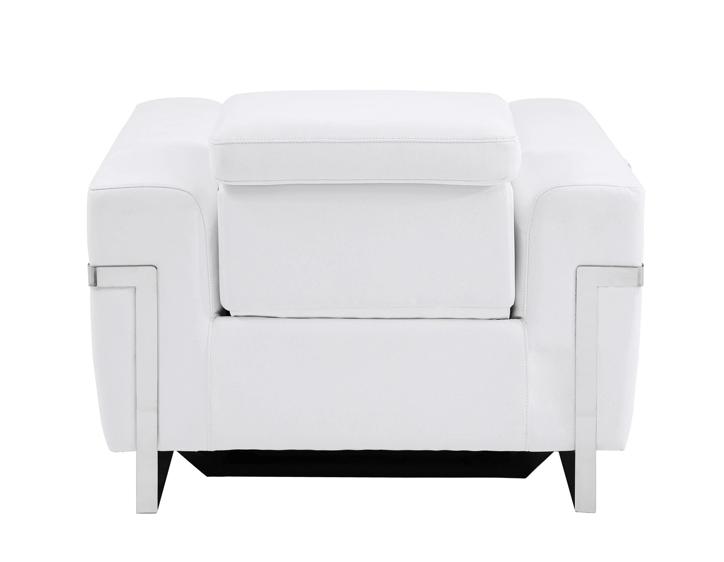 White Top Grain Italian Leather Power Recliner Chair V492
