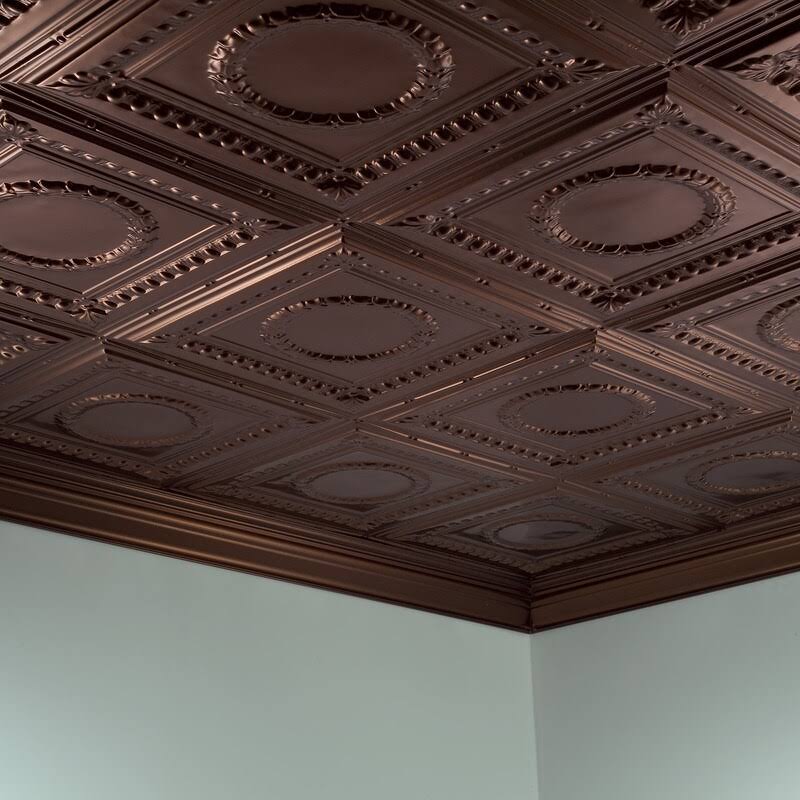 Oil-Rubbed Bronze Glue Up Ceiling Tile 5 Pack J352